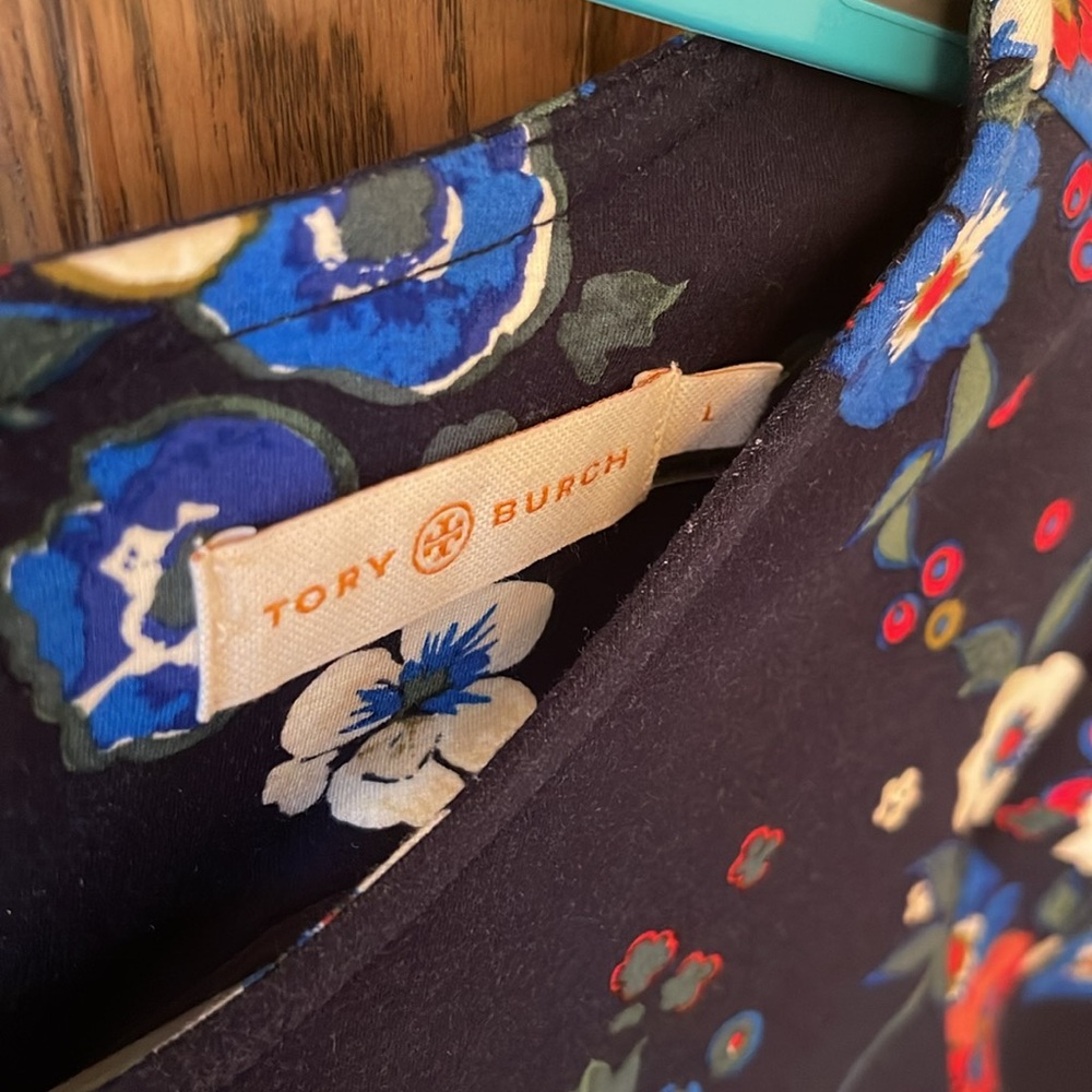 Tory Burch Miranda Short-Sleeve Pansy Bouquet Ponte Shirtdress Large - Picture 3 of 11